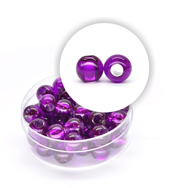 Plastic beads with silver core (about 8,5 g) 8 mm ø - Purple